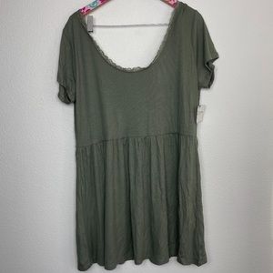NWT Arizona ribbed green babydoll dress size XXL // 1907